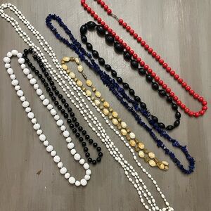 Lot of 7 VTG Estate Beaded Costume Jewelry Necklaces Multi Color & Length